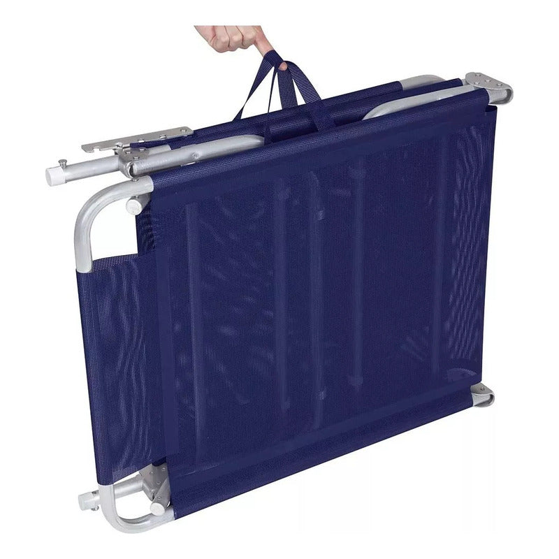 Reposera Cama Exahome 4 Posiciones Reclinable Aluminio Color Azul Ultra Liviana Azul Marino