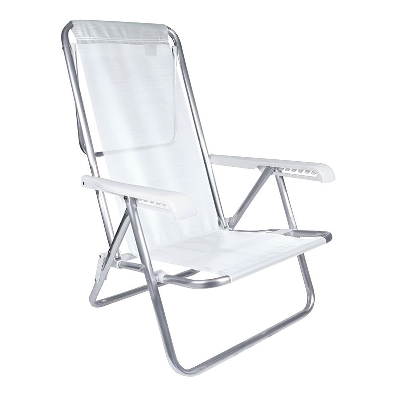 Reposera Silla Aluminio 8 Posiciones Exahome Playa Camping Blanco