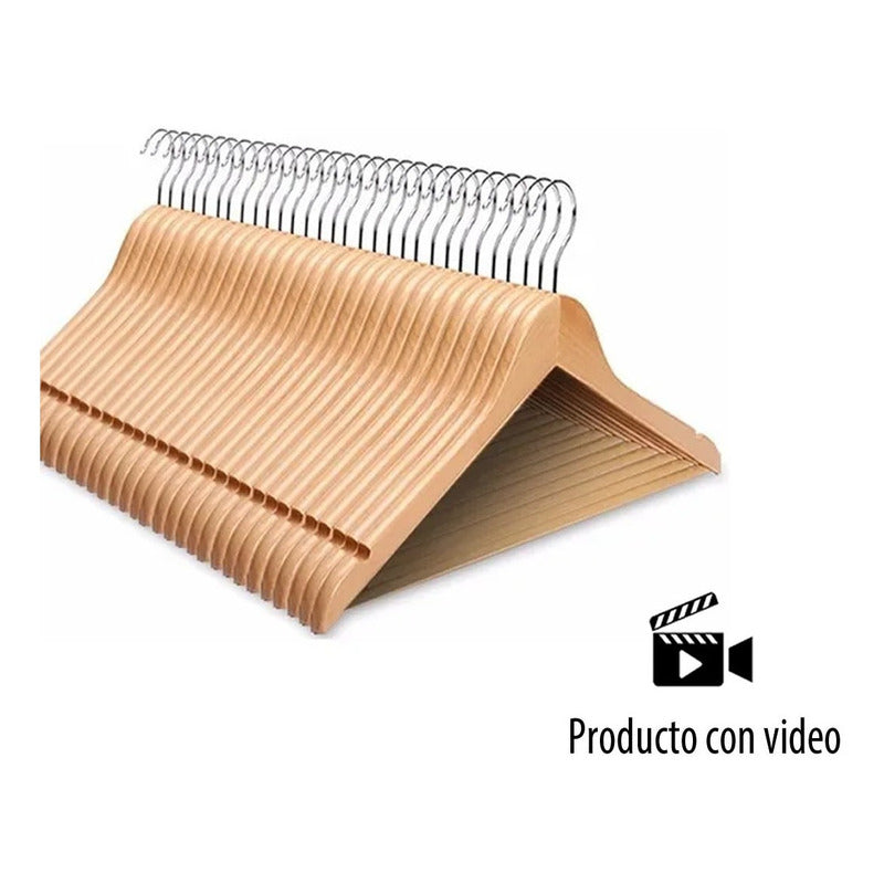 Perchas De Madera Lustrada Exahome Elegante Pack 8 Unidades Natural