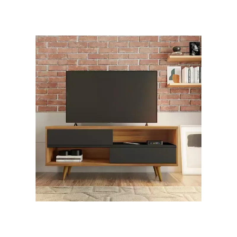 Rack Tv Premium Con 2 Puertas Exahome Nordico 50 Pulgadas Negro