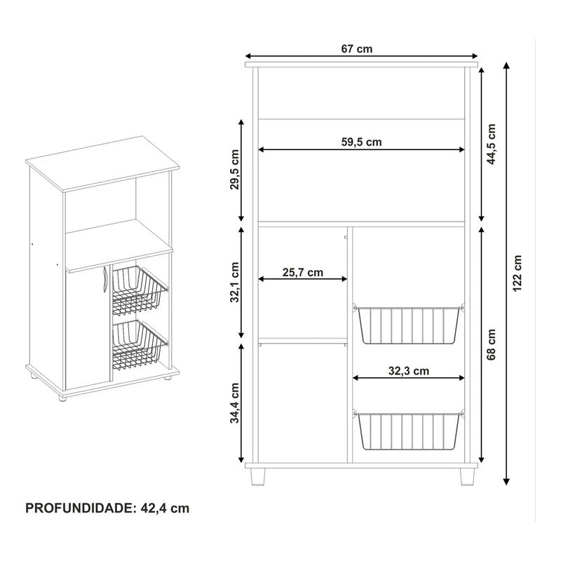 Porta Microondas Organizador De Cocina Despensero Exahome Blanco