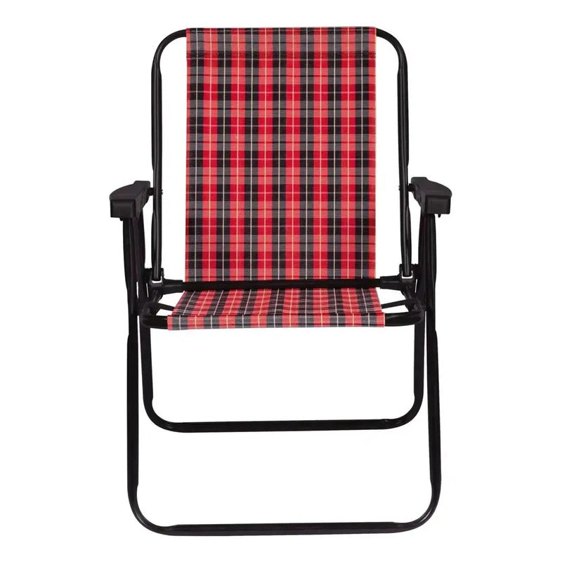 Silla Reposera Alta Exahome Plegable Portátil Playa Jardín Color Bordó