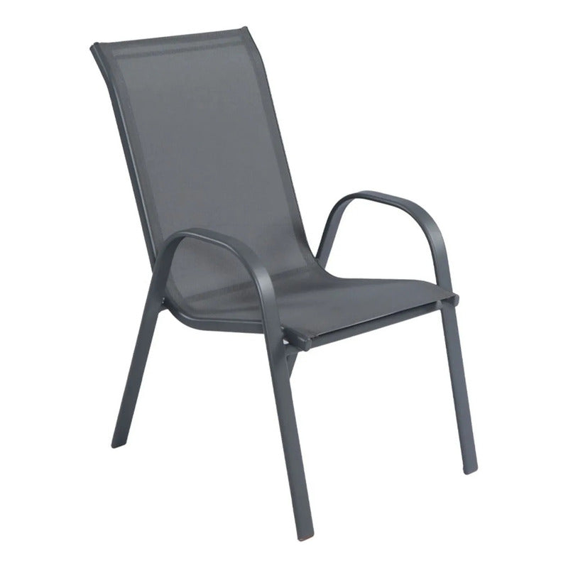 Silla Jardín Patio Interior Exterior Reposera Sling Apilable Gris