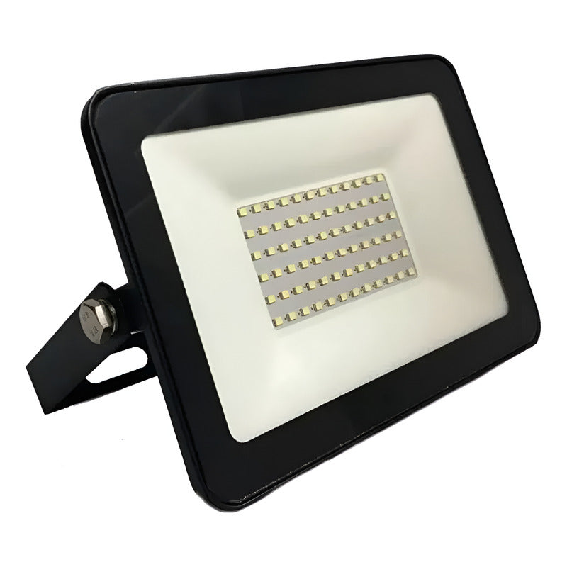 Reflector Proyector Aluminio Led 50w Luz Calida Negro Blanco Cálido