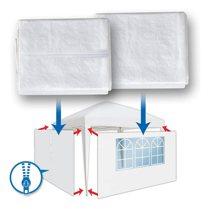 Puerta Pared Con Cierre Gazebo 3x3 6x3 9x3 Cobertor Rafia