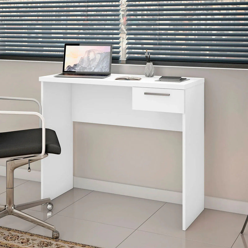 Escritorio Mesa De Computación Con Cajón Corredera Metálica Blanco