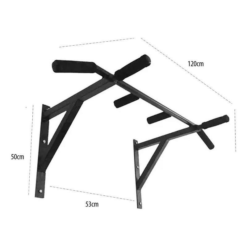 Barra De Dominadas Exahome Para Pared Con Triple Agarre Negro