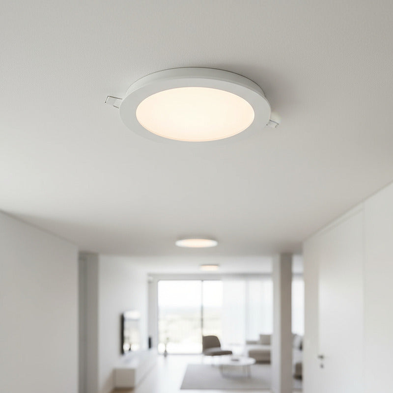 Plafon Panel Led Embutible Redondo 18w Calido Pack 10u Blanco Cálido