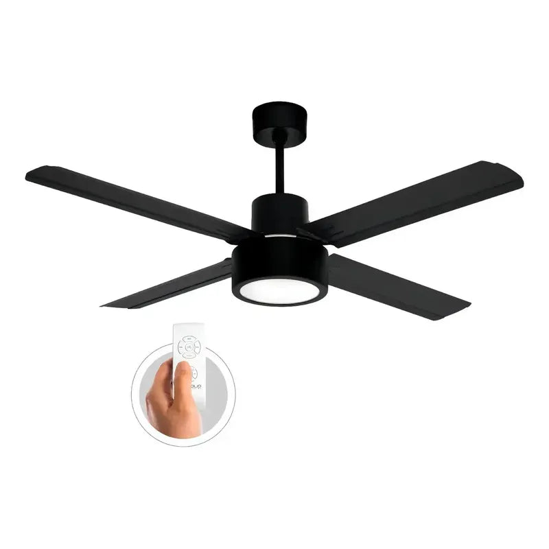 Ventilador De Techo Exahome Plafon Led 616 Skf 4 Aspas Color Negro 1.2 M Metálica