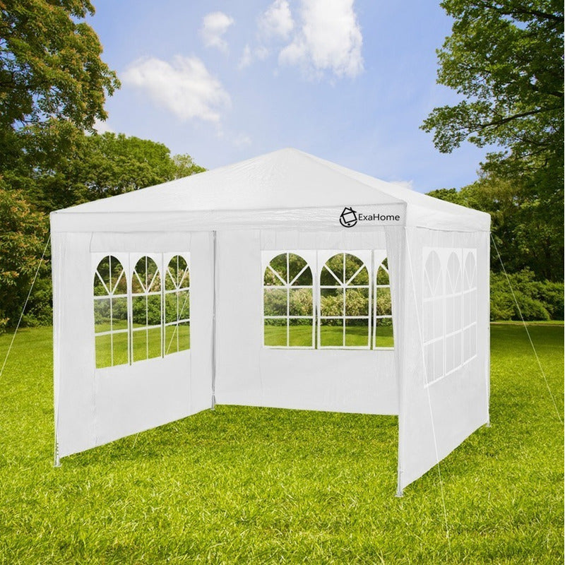 Gazebo De Rafia 3x3 Puerta Paredes Ventanas + Bolso Exahome Blanco