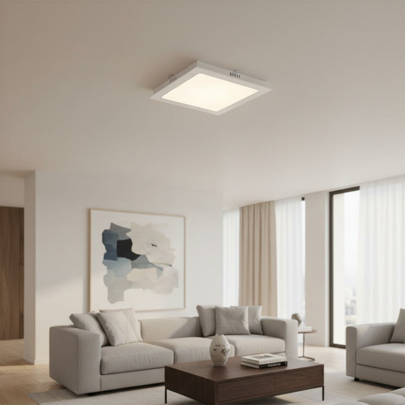 Plafon Cuadrado Led Embutible 18w Luz Calida Pack 20u Blanco Cálido