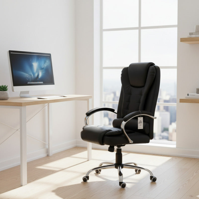 Sillon Director Ejecutivo Exahome Presidencial Cuero Sinteti Negro Cuero Sintético