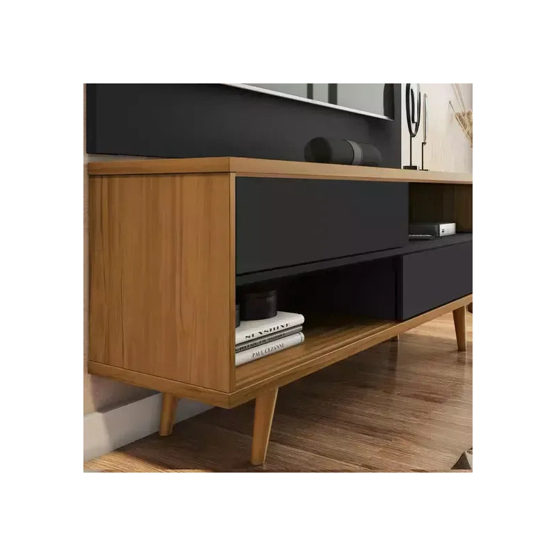 Rack Tv Premium Con 2 Puertas Exahome Nordico 50 Pulgadas Negro