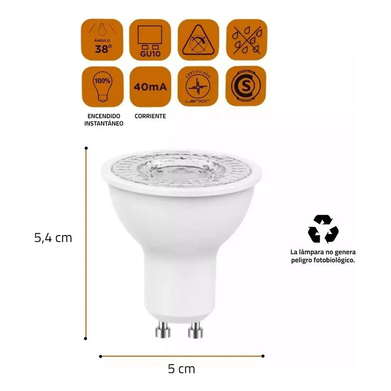 Dicroica Lampara Led Aluminio Pvc Tienda Oficial Blanco Frío