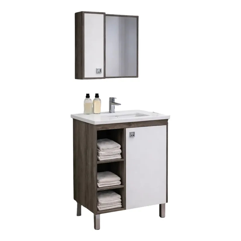 Vanitory Con Bacha Y Espejo Kit Premium Exahome 1 Agujero Citra Blanco Un Agujero