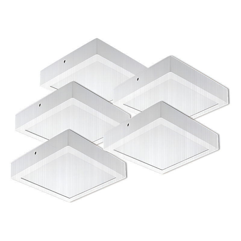 Plafón Led Cuadrado Con Base 18w Luz Fria Blanca Pack 5 Unid Blanco Frío