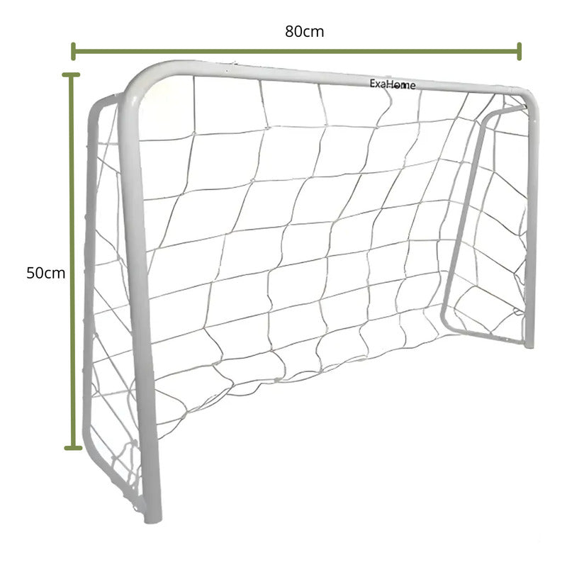 Arco De Futbol Exahome Metalico 80x50x30 Desarmable Con Red Blanco
