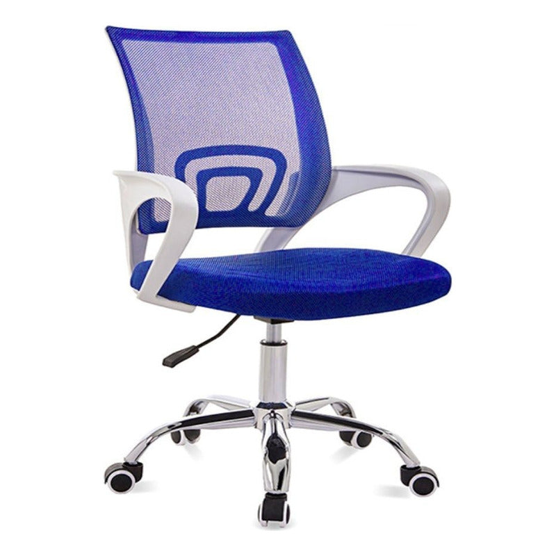 Silla De Oficina Exahome Ergonomica Azul Metalica Premium Azul Malla