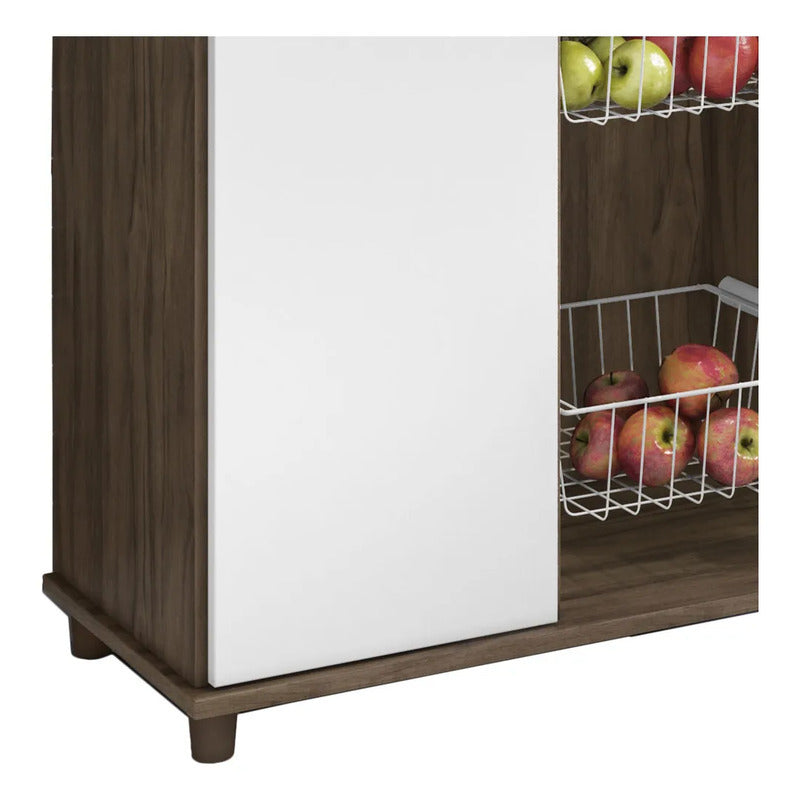 Mueble Frutero Organizador Cocina Porta Microondas Exahome Nogal