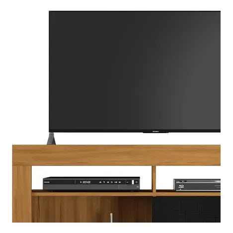 Rack Tv Premium Exahome 50 Pulgadas Mdp Puerta Corrediza Roble/negro