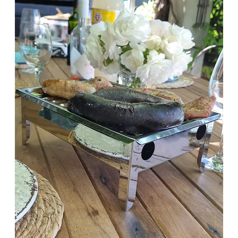Brasero De Mesa Exahome Acero Inox Parrilla Bandeja Asado