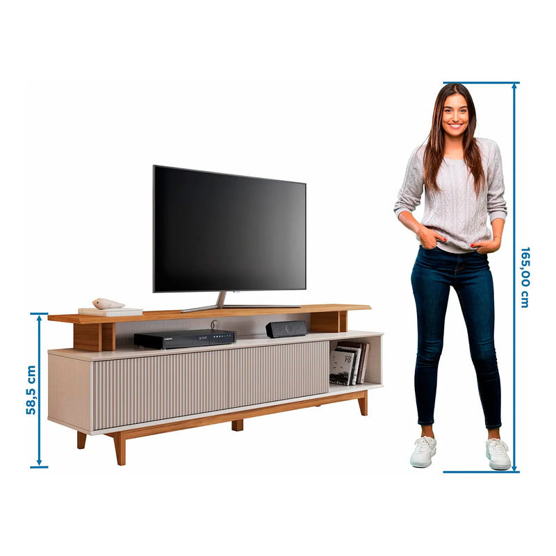 Rack Tv Premium Panel Exahome Exclusivo Mueble Televisión Blanco