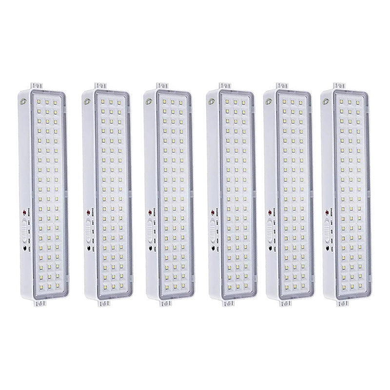 Pack 6 Luz De Emergencia Bateria Recargable 60 Led Industria Blanco