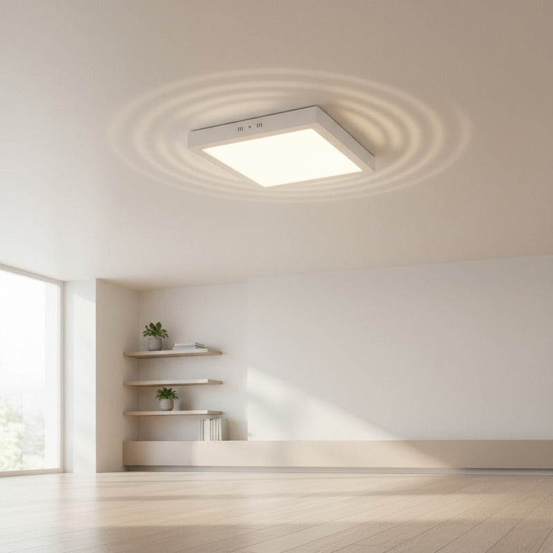 Plafon Con Base Cuadrado 12w Led Luz Calida Pack 5u Blanco Cálido