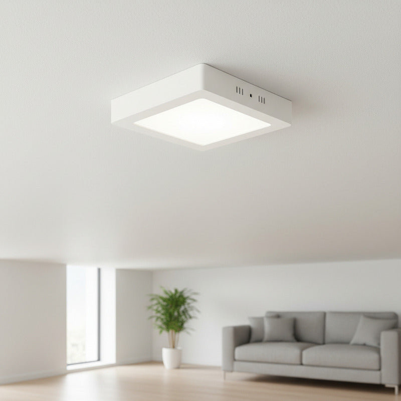 Plafon Con Base Cuadrado 12w Le Tienda Oficial Blanco Cálido