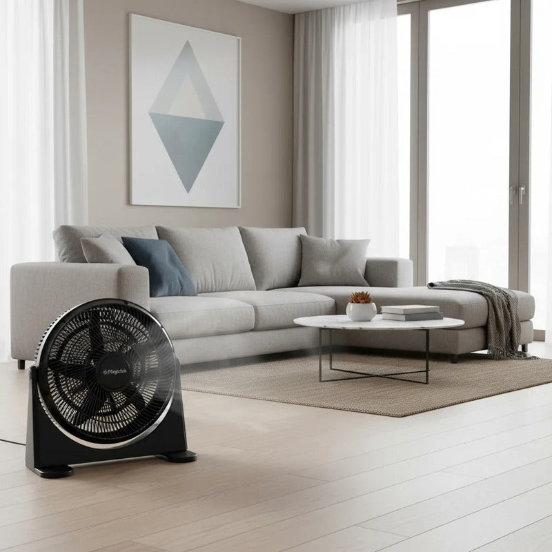 Ventilador De Piso 5 Aspas Magiclick Turbo Chico 14 Estructura Color Negro 3 Velocidades 35.56 Cm 50hz/60hz Plástico
