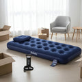 Colchon Inflable 1 Plaza Con Almohada E Inflador De Regalo Azul