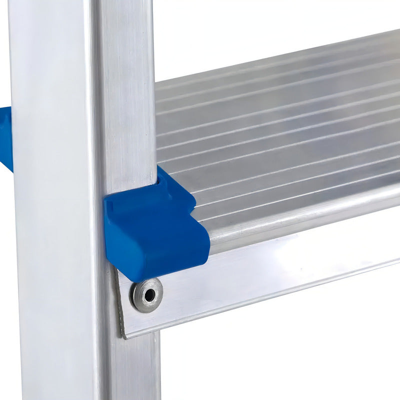Escalera Banco Aluminio Plegable 3 Escalones Plataforma Azul