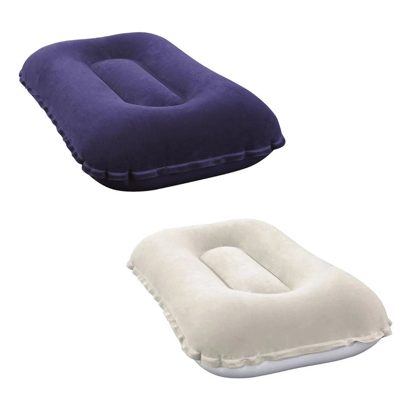 Colchon Inflable 2 Plazas Con 2 Almohadas Inflador Exahome Color Azul