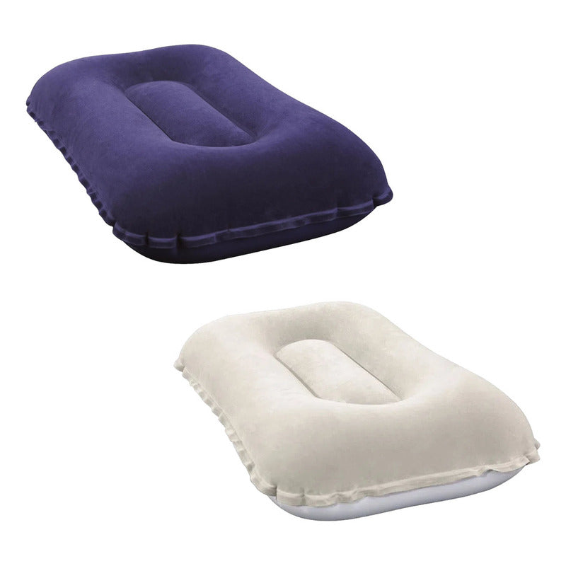 Colchon Inflable 2 Plazas Con 2 Almohadas + Inflador Azul