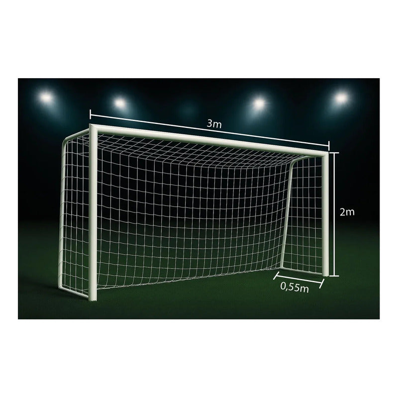 Arco De Futbol Exahome Metalico 3 X 2mts Desarmable Con Red Blanco