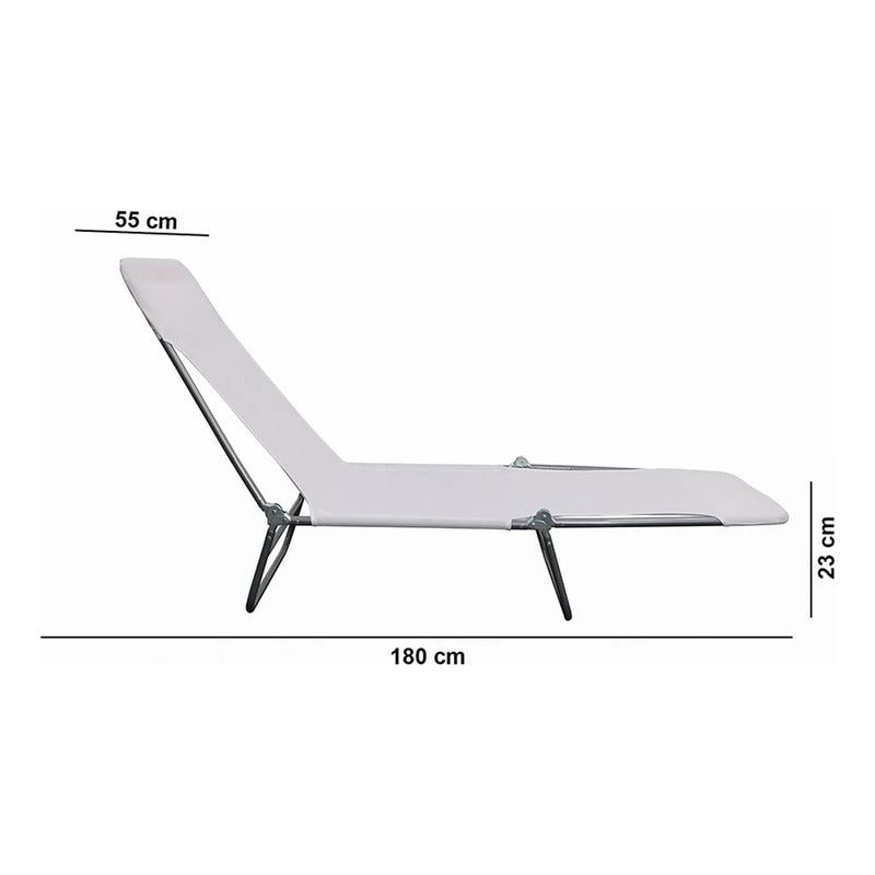 Reposera Camastro Silla Jardin Playa Pileta Cama Plegable Blanco