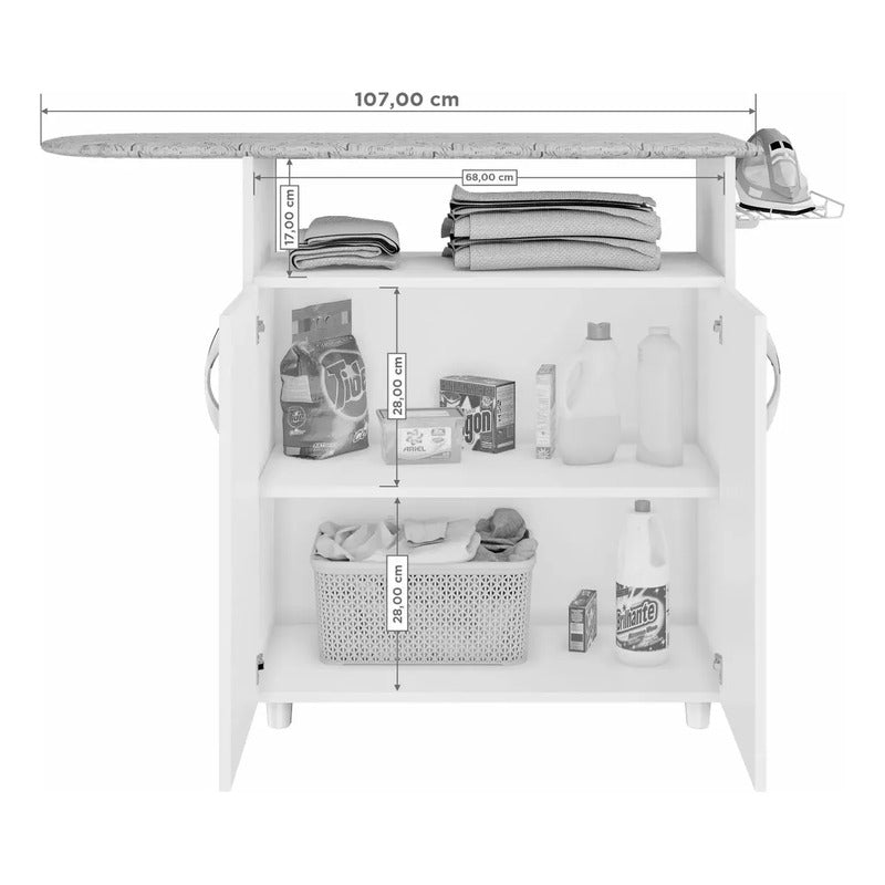 Centro De Planchado Organizador Tabla Planchar Blanc Exahome Blanco