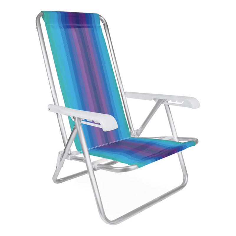 Reposera Aluminio 4 Posiciones Celeste Combinada Exahome Ult Azul Claro