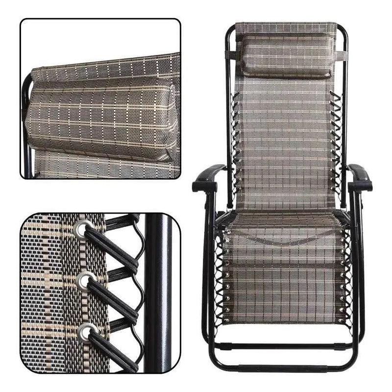 Reposera Gravedad Cero Plegable Multi Posiciones C/ Almohada Marrón