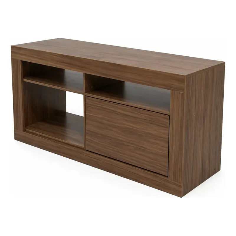 Rack Tv Puerta Corrediza Premium Mueble Exahome Todo Nogal Nogal