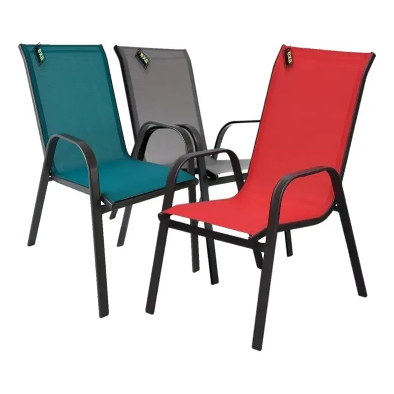 Silla Jardín Patio Interior Exterior Reposera Sling Apilable Color Gris