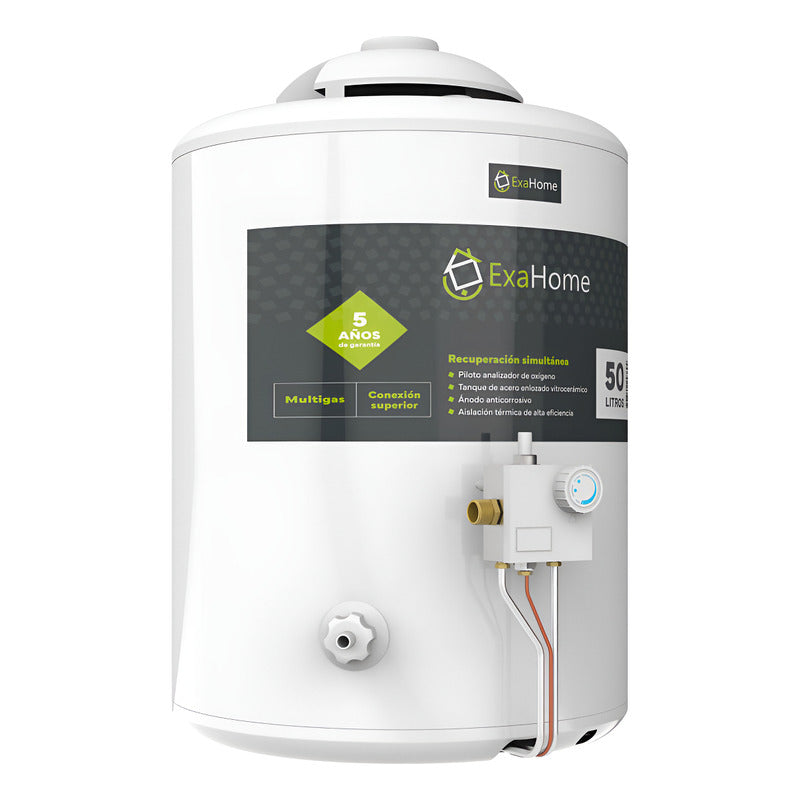 Termotanque Multigas Exahome Ttq 50 Blanco Carga Superior Blanco