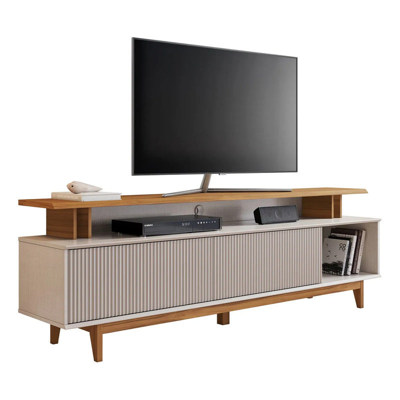 Rack Tv Premium Panel Exahome Exclusivo Mueble Televisión Blanco