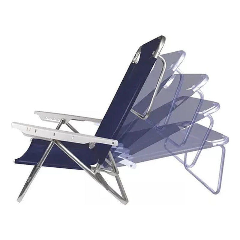 Reposera Premium Exahome De Aluminio Azul Plegable Unica