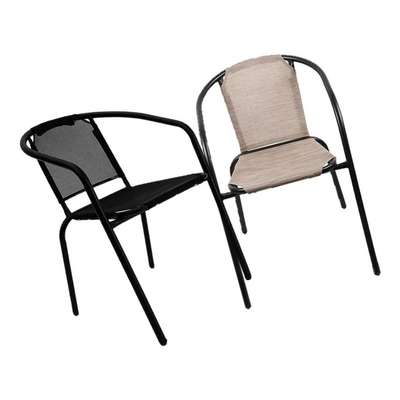 Silla Jardín E Interior Apilable Hogar Elegante Diseño Color Beige