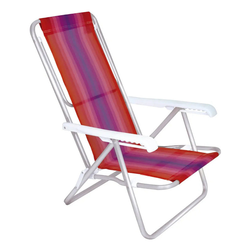 Reposera Aluminio 8 Posiciones Roja Combinada Exahome Ultra Rojo