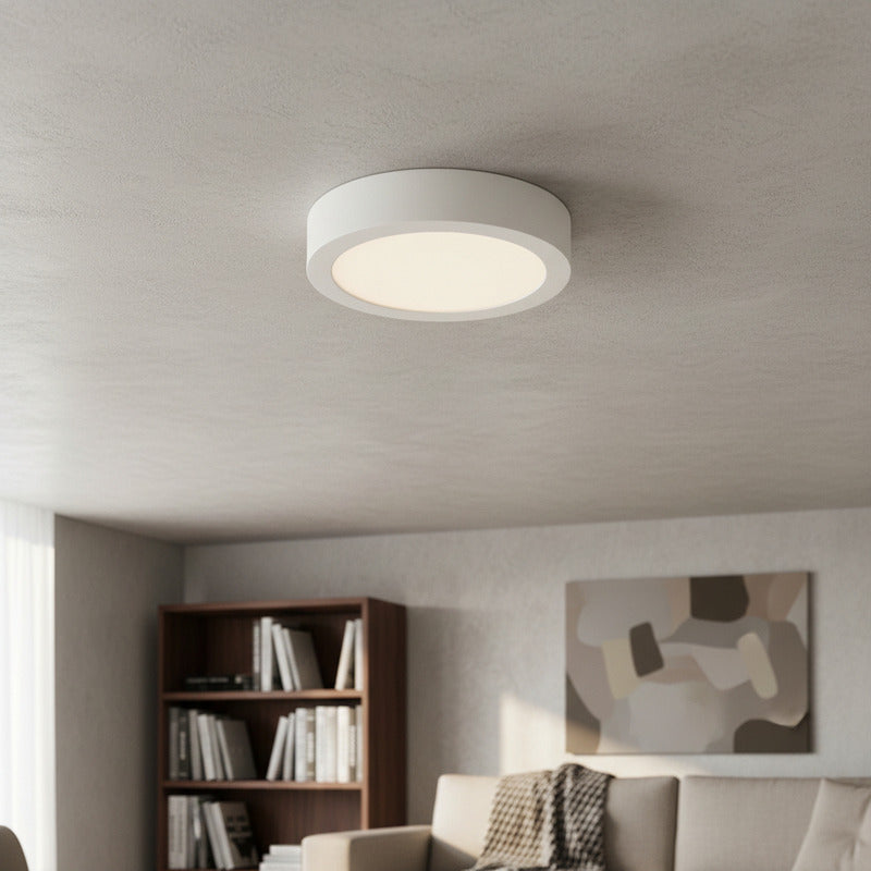 Plafon Con Base Redondo Circular 12w Luz Fria Blanco Frío