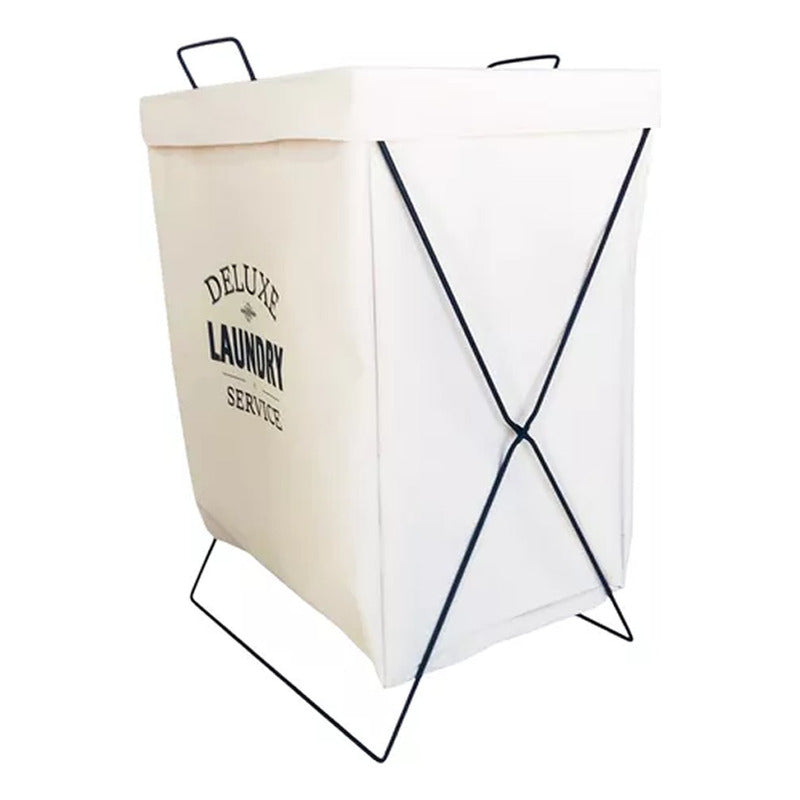 Cesto Canasto Ropa Sucia Exahome Tela Impermeable Plegable Blanco Lisa