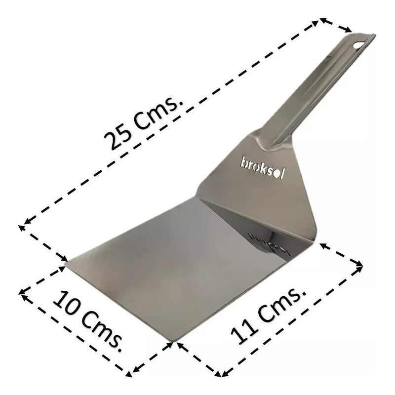 Plancha Bifera 2 H + Espatula Acero Inox + Smasher 11 De Cms Color Gris Oscuro