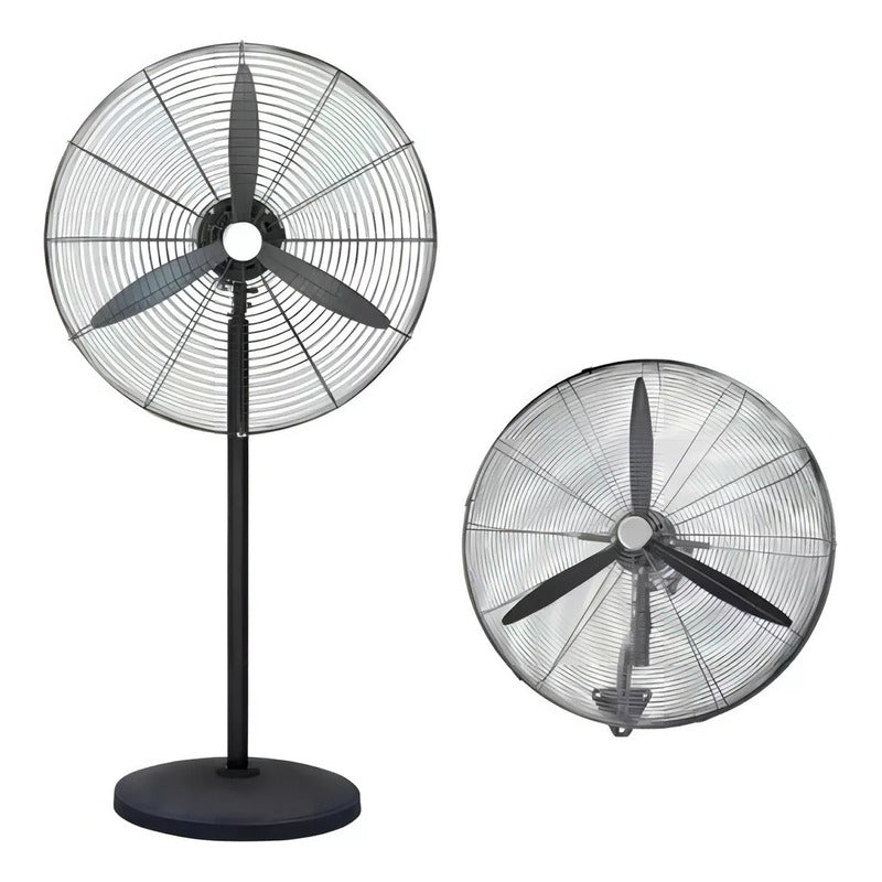 Ventilador Exahome Industrial 26 Pulgadas Pie Pared - 75 Cm - Negro - Gris - Metal - 3
